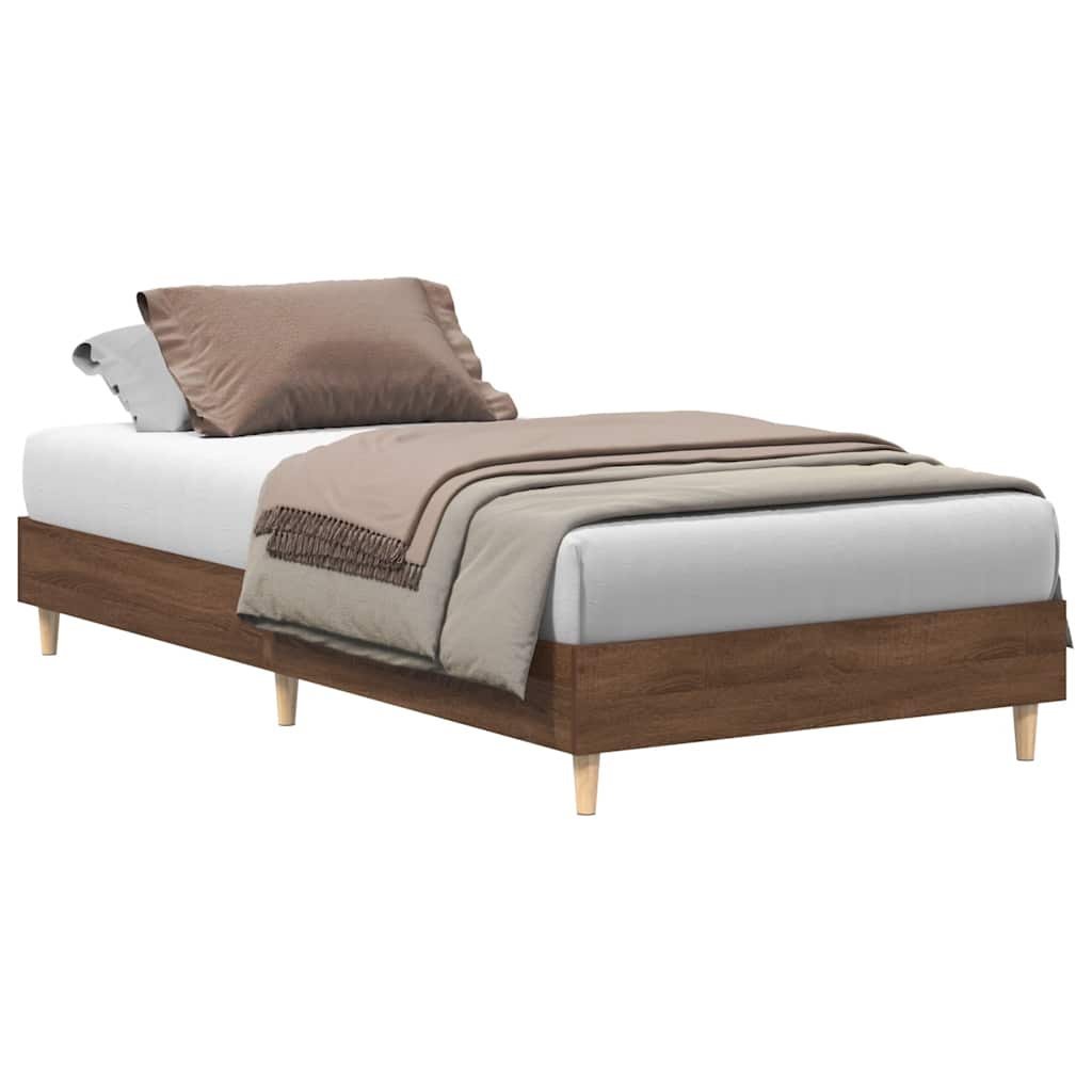 Bed Frame No Mattress Brown Oak 100x200 cm Engineered Wood